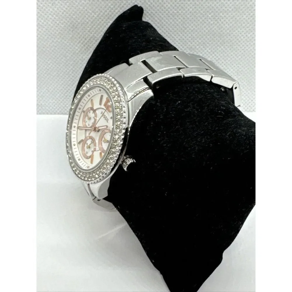 Fossil Stella ES3722 Women Silver Stainless Steel Analog Dial Wrist Watch JNA319